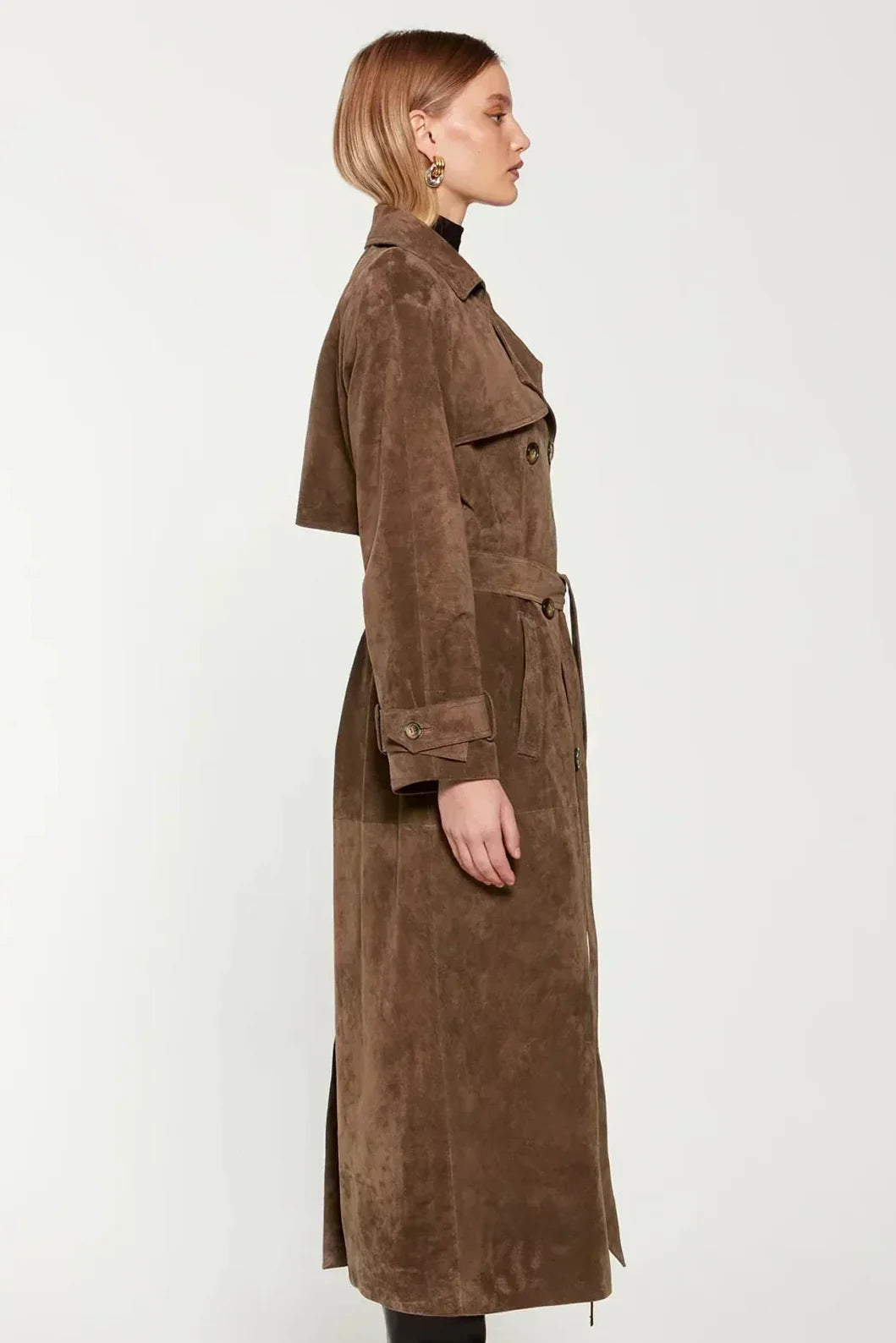 Elegant Suede Trench Coat
