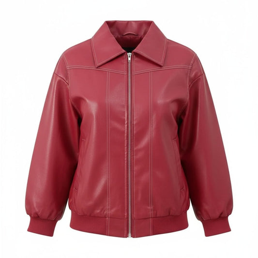 Oversized Faux Leather Bomber