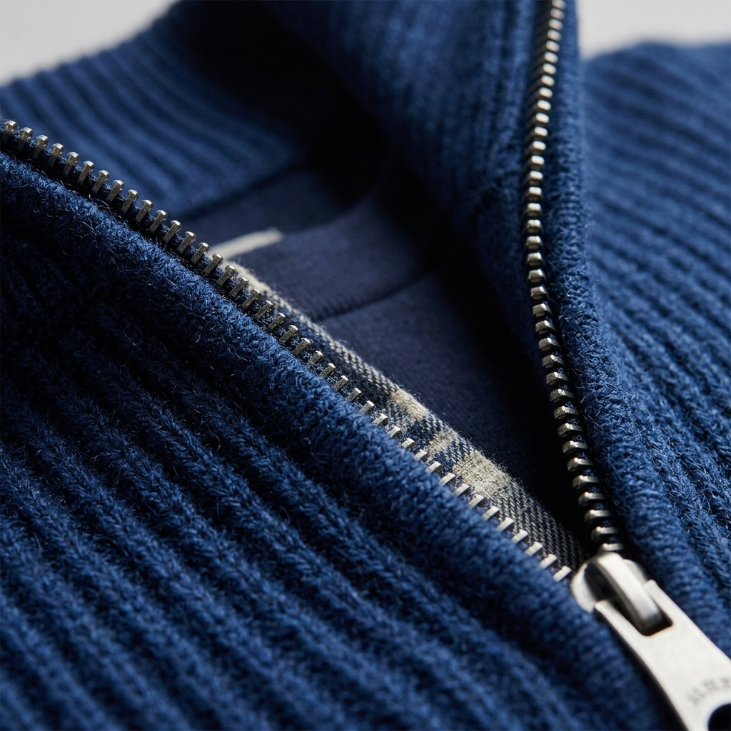 Men's Quarter Zip Ribbed Sweater