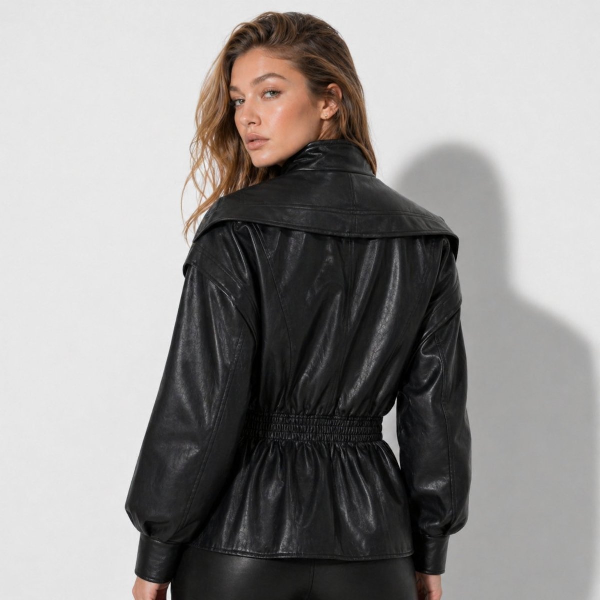 Cinched Faux Leather Jacket