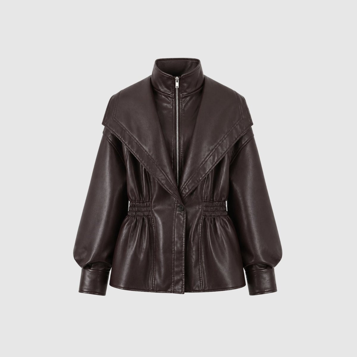 Cinched Faux Leather Jacket