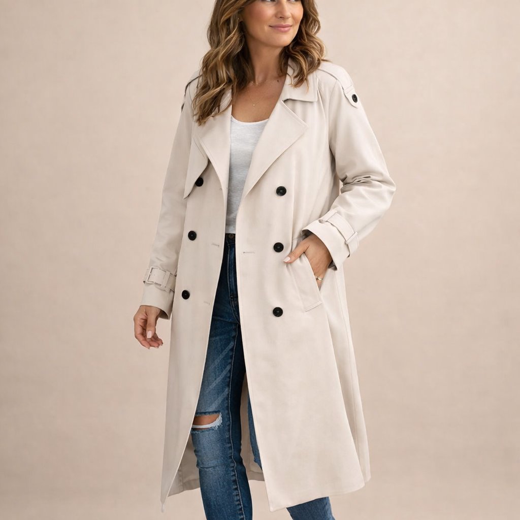 Elegant Double Breasted Trench