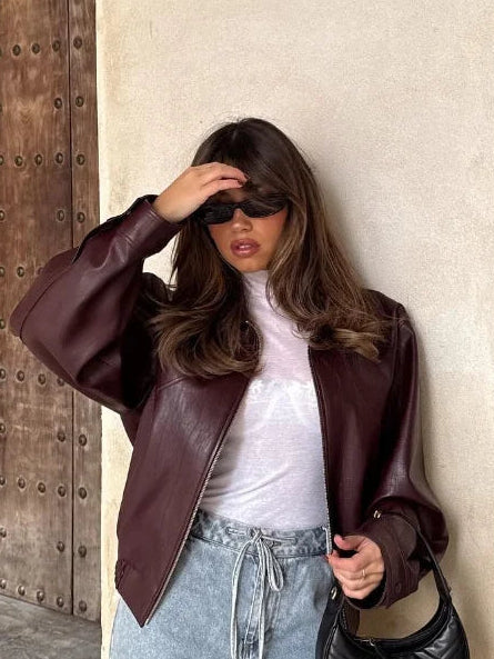 Oversized Faux Leather Jacket