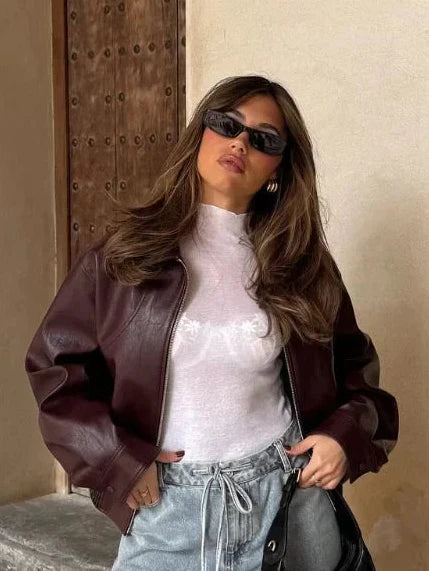 Oversized Faux Leather Jacket