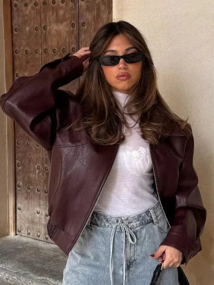 Oversized Faux Leather Jacket