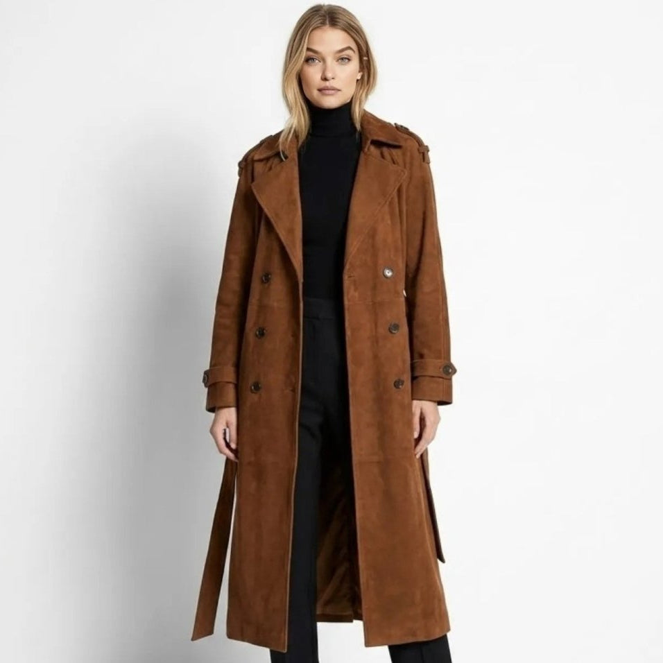 Elegant Double Breasted Trench